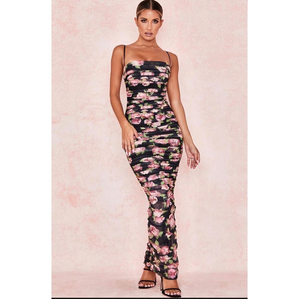 House of CB Rose Print Floral Fornarina Maxi Dress Women Size Large